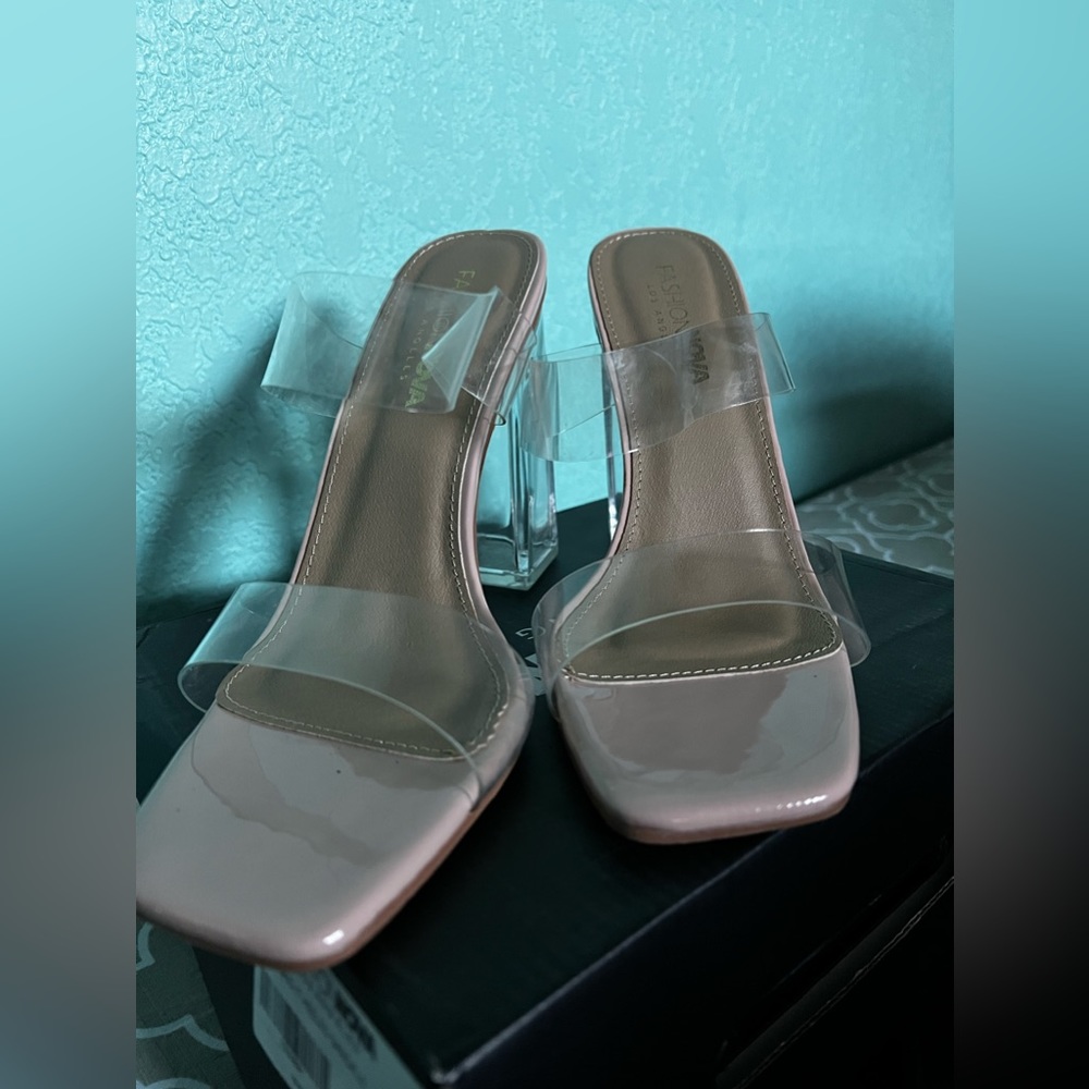 Cream colored healed sandals